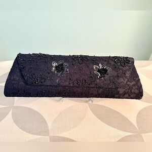 Elegant Lord & Taylor Black Lace Clutch